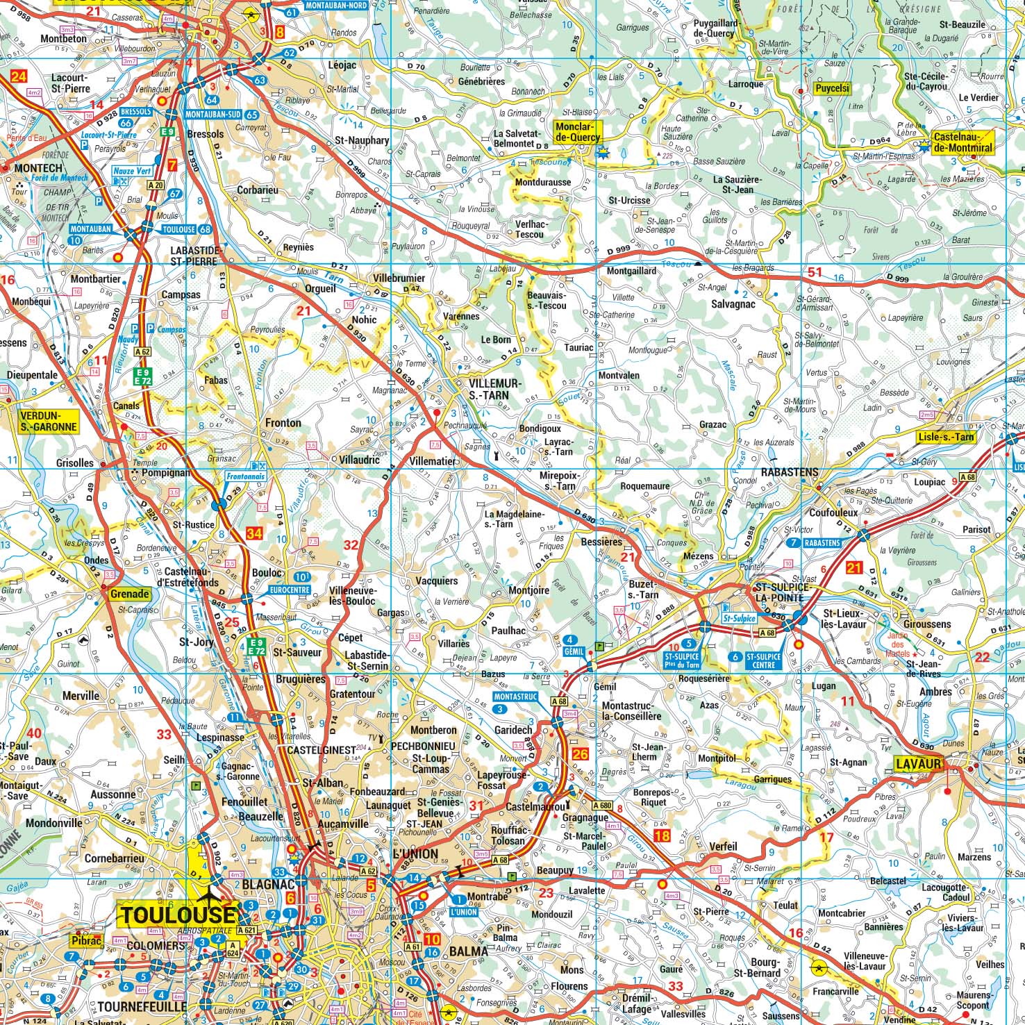 Poster de la carte routière de la région Midi-Pyrénées