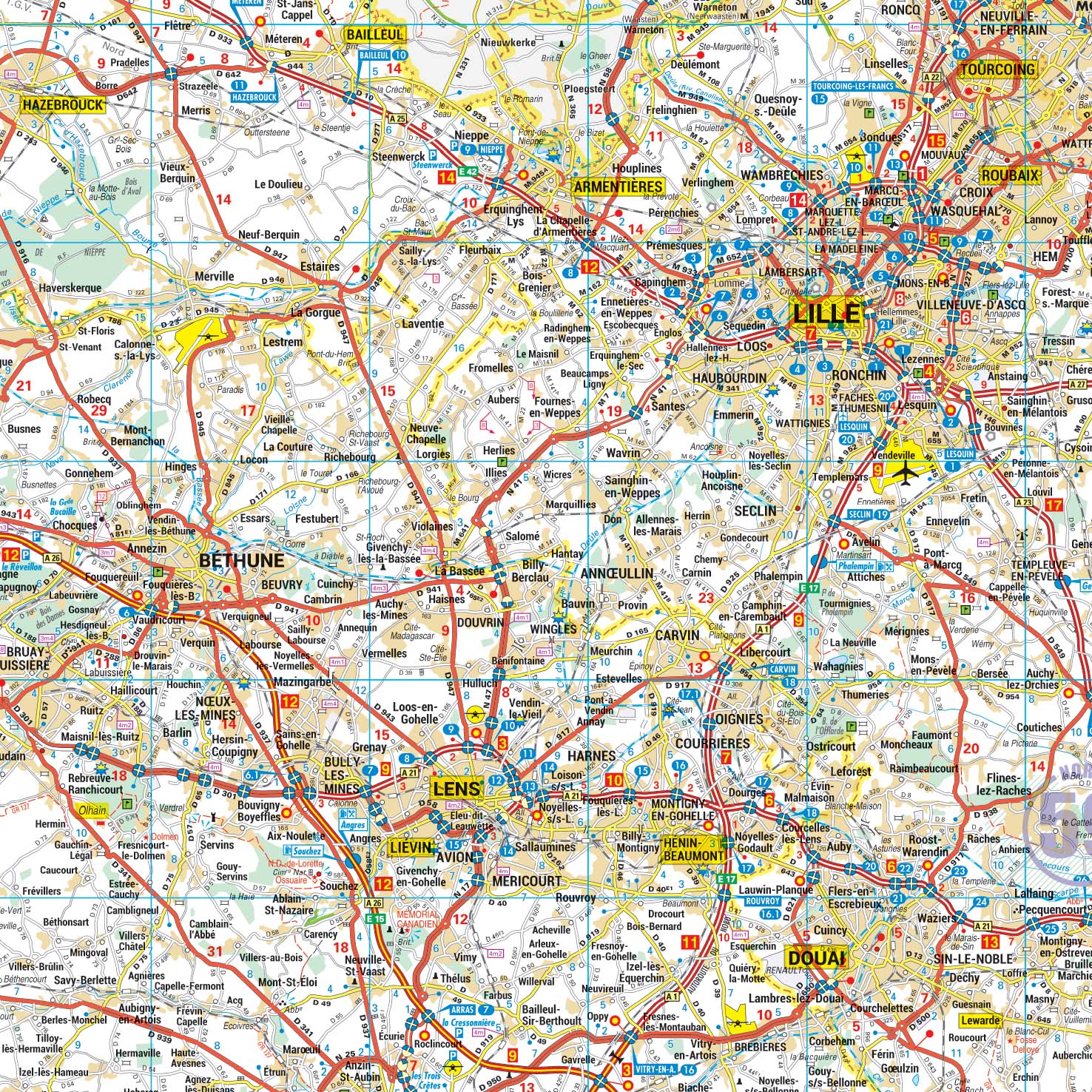 Nord-Pas-de-Calais_detail Poster de la carte routière de la région Nord-Pas-de-Calais