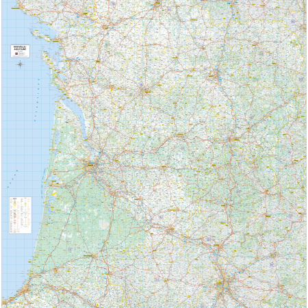 Poster de la carte routière de la région Nouvelle-Aquitaine