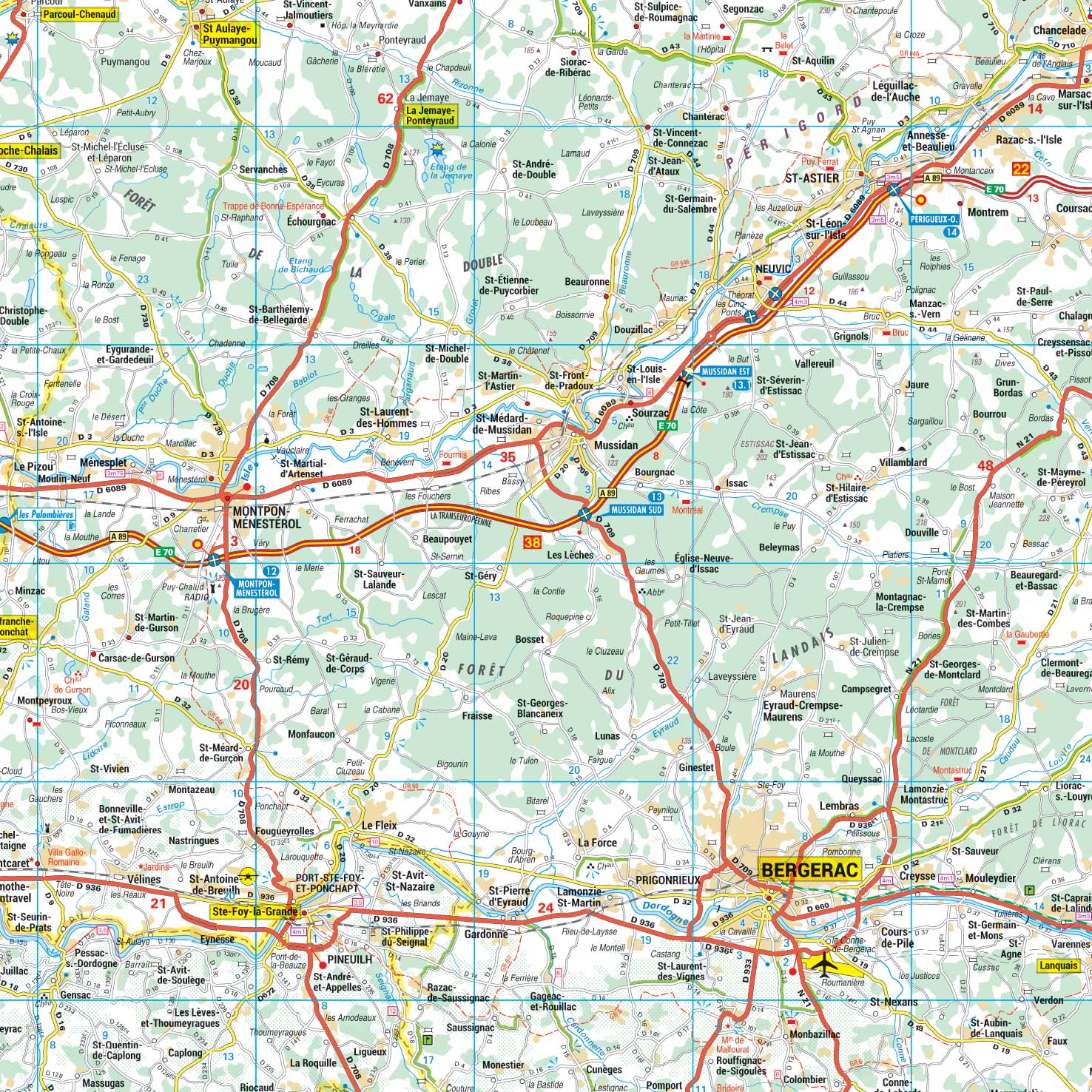 Poster de la carte routière de la région Nouvelle-Aquitaine