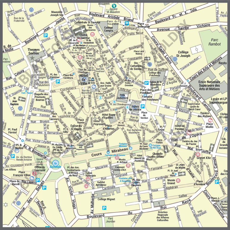 POSVILLEAIXENPROVENCE_CV Poster du plan de ville d'Aix-en-Provence