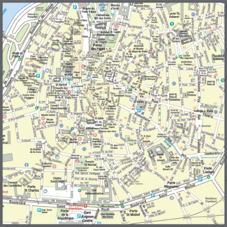 Poster du plan de ville d'Avignon