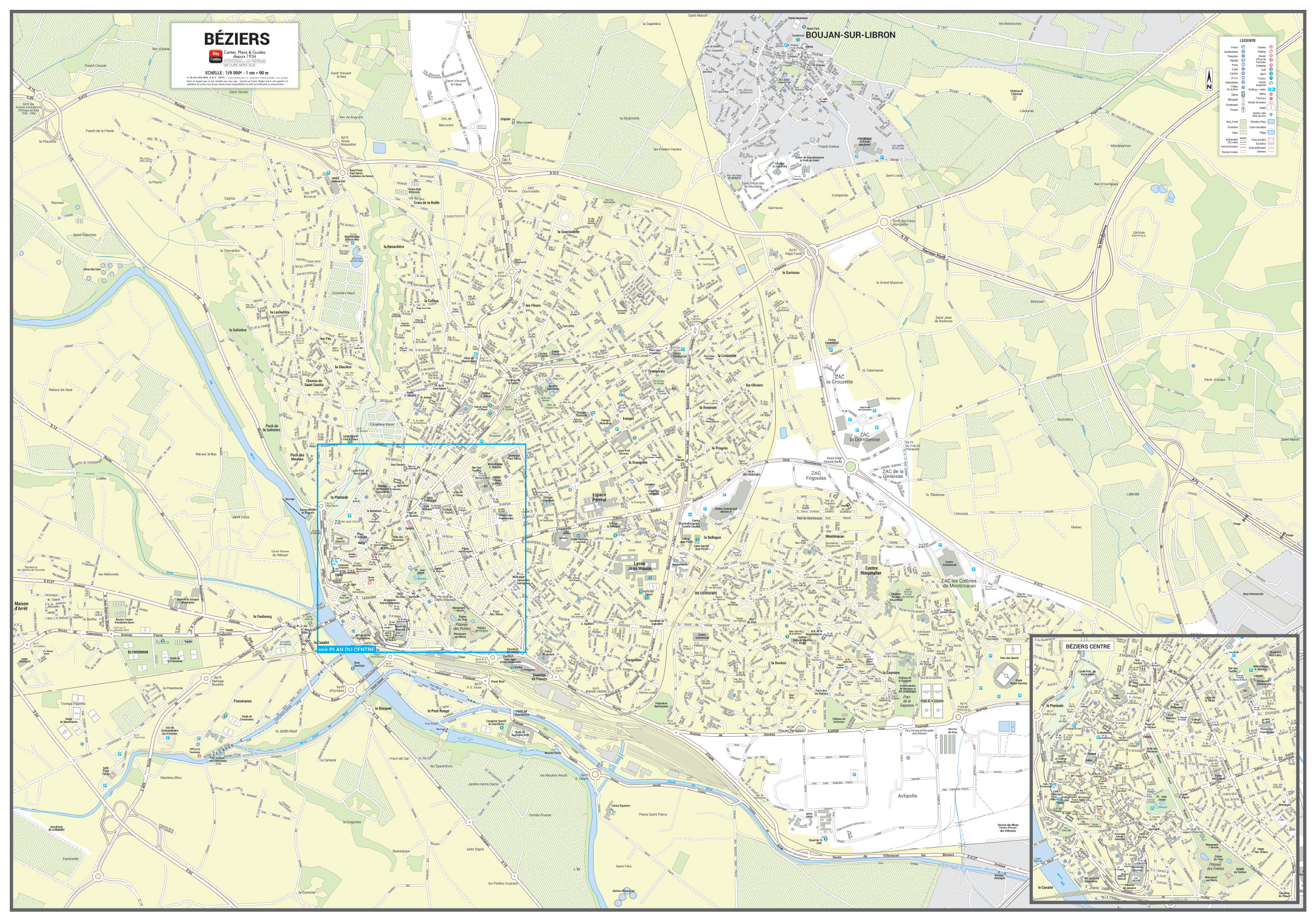 Poster du plan de ville de Béziers