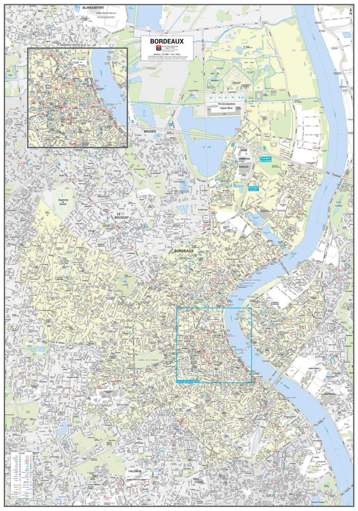 Poster du plan de ville de Bordeaux