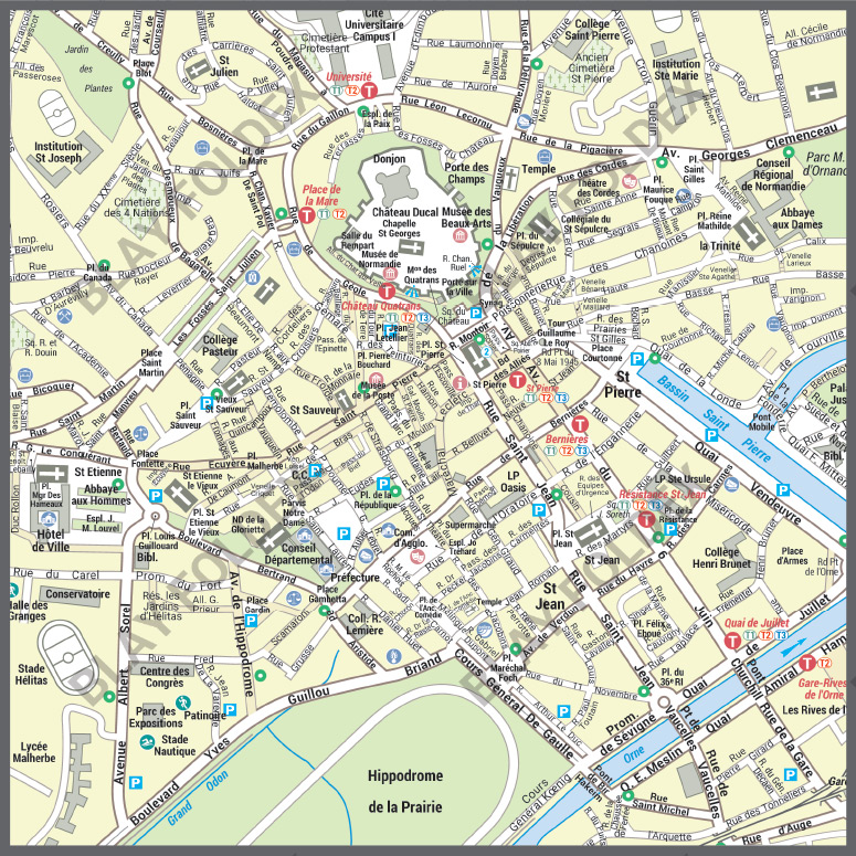 POSVILLECAEN_CV Poster du plan de ville de Caen