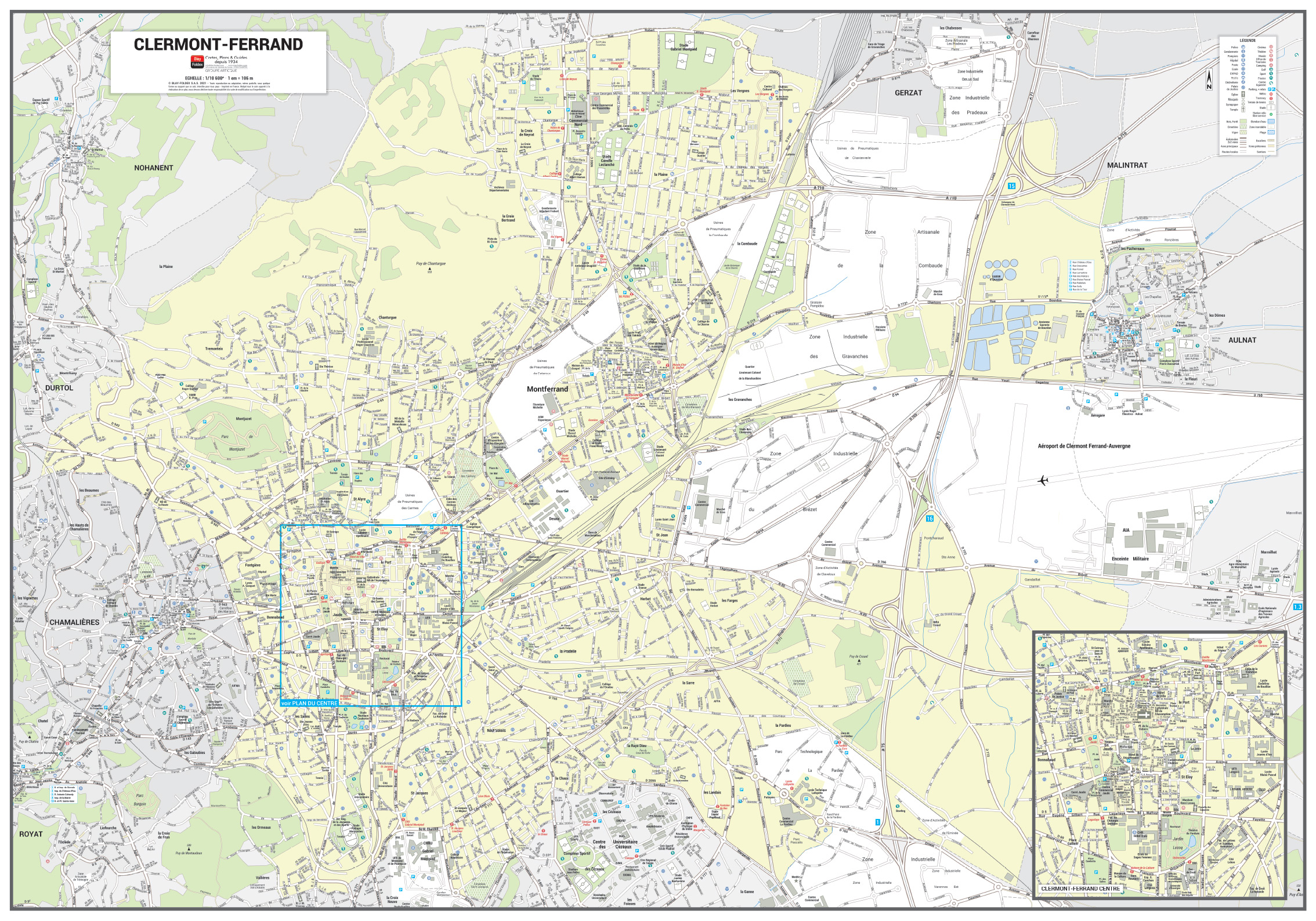 Poster du plan de ville de Clermont-Ferrand