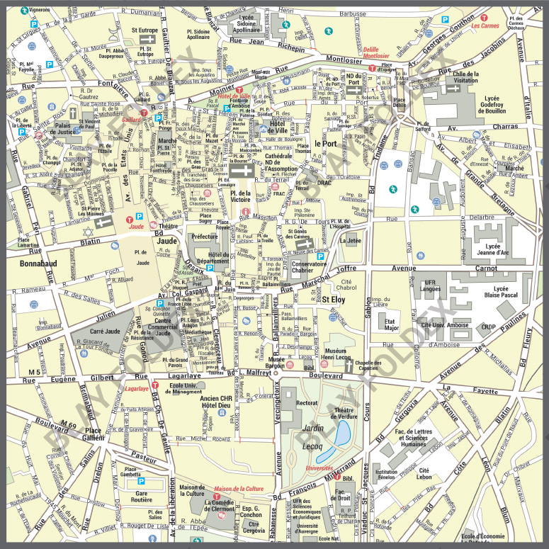 Poster du plan de ville de Clermont-Ferrand