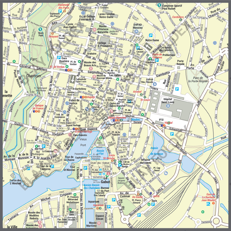 Poster du plan de ville de la Rochelle