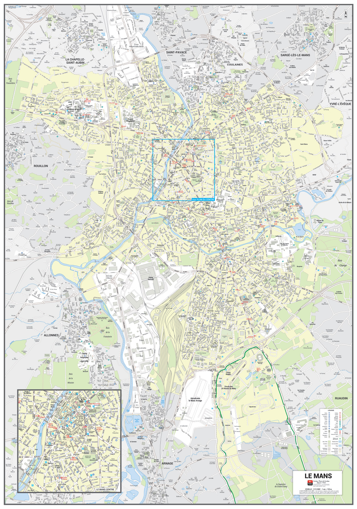 POSVILLELEMANS Poster du plan de ville du Mans