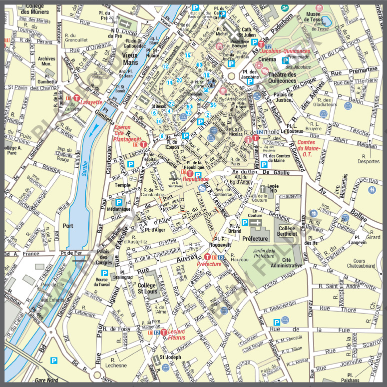 POSVILLELEMANS_CV Poster du plan de ville du Mans