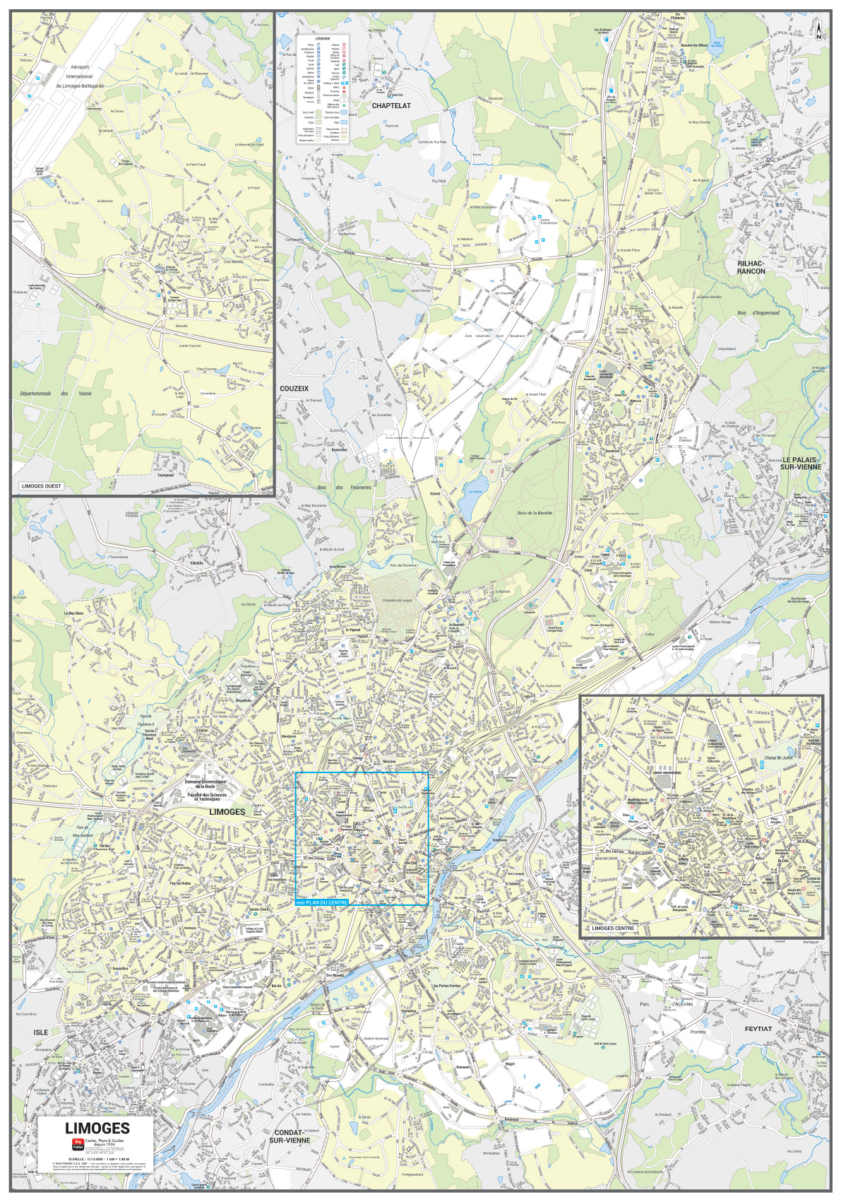 Poster du plan de ville de Limoges