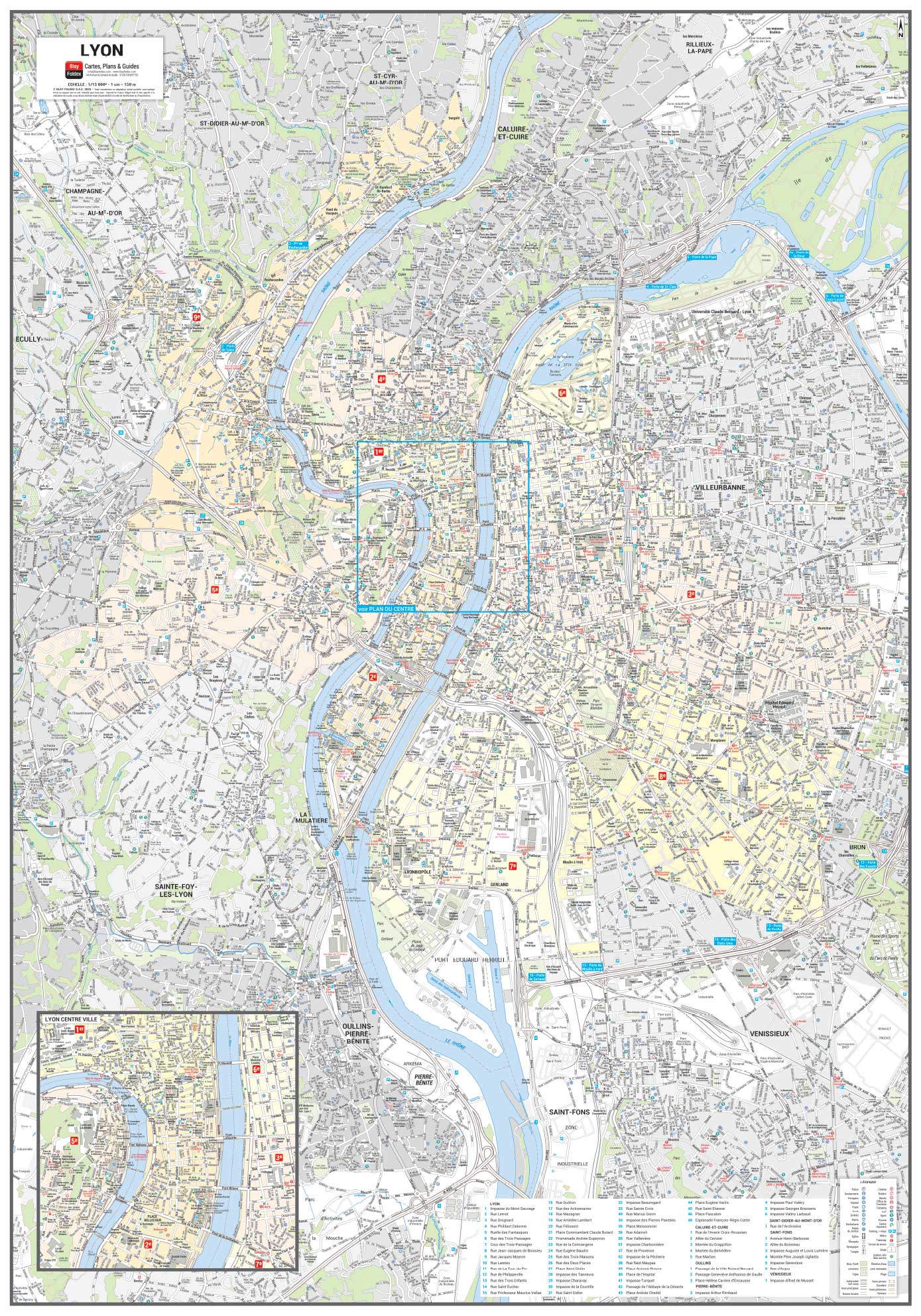 POSVILLELYON Poster du plan de ville de Lyon