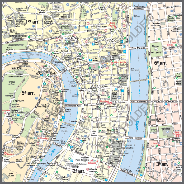 Poster du plan de ville de Lyon