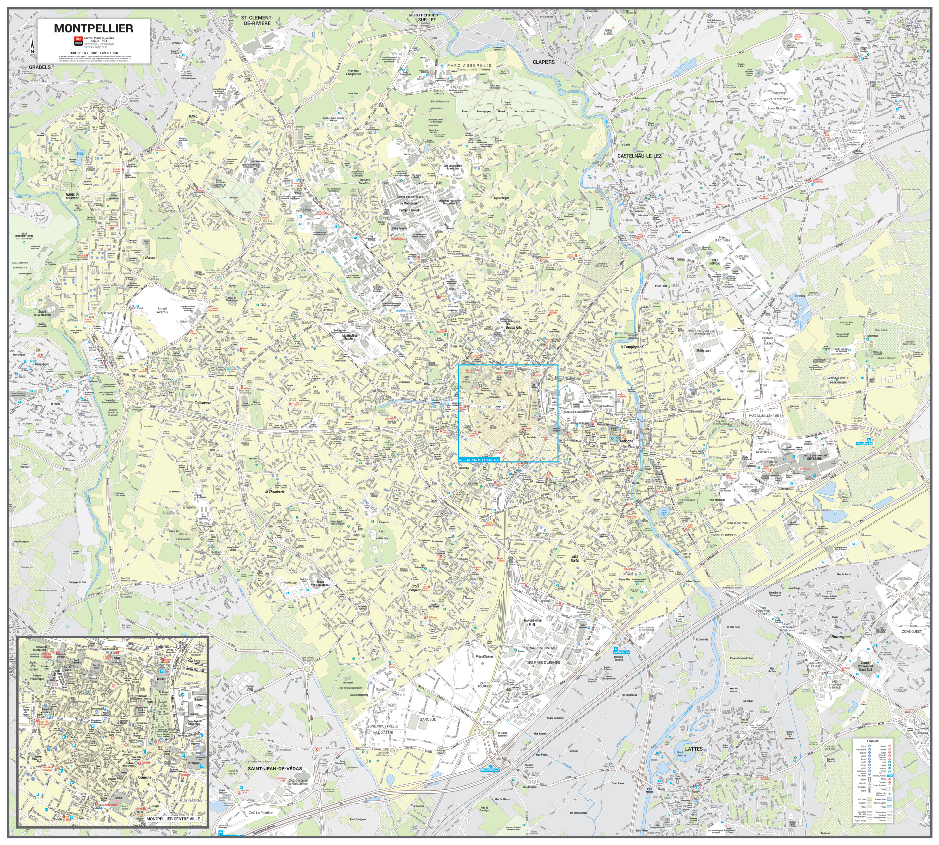 Poster du plan de ville de Montpellier