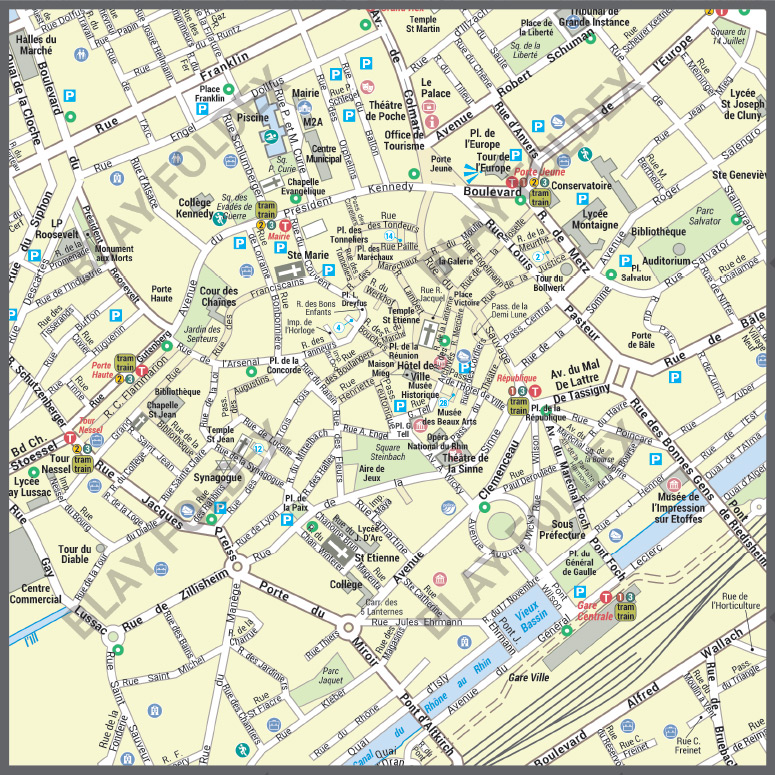 POSVILLEMULHOUSE_CV Poster du plan de ville de Mulhouse