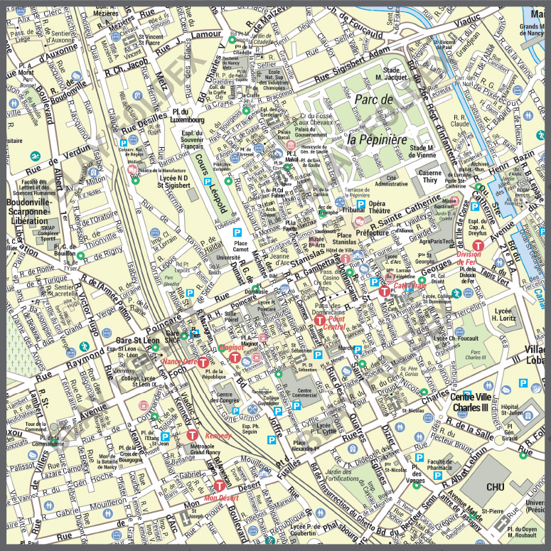 POSVILLENANCY_CV Poster du plan de ville de Nancy