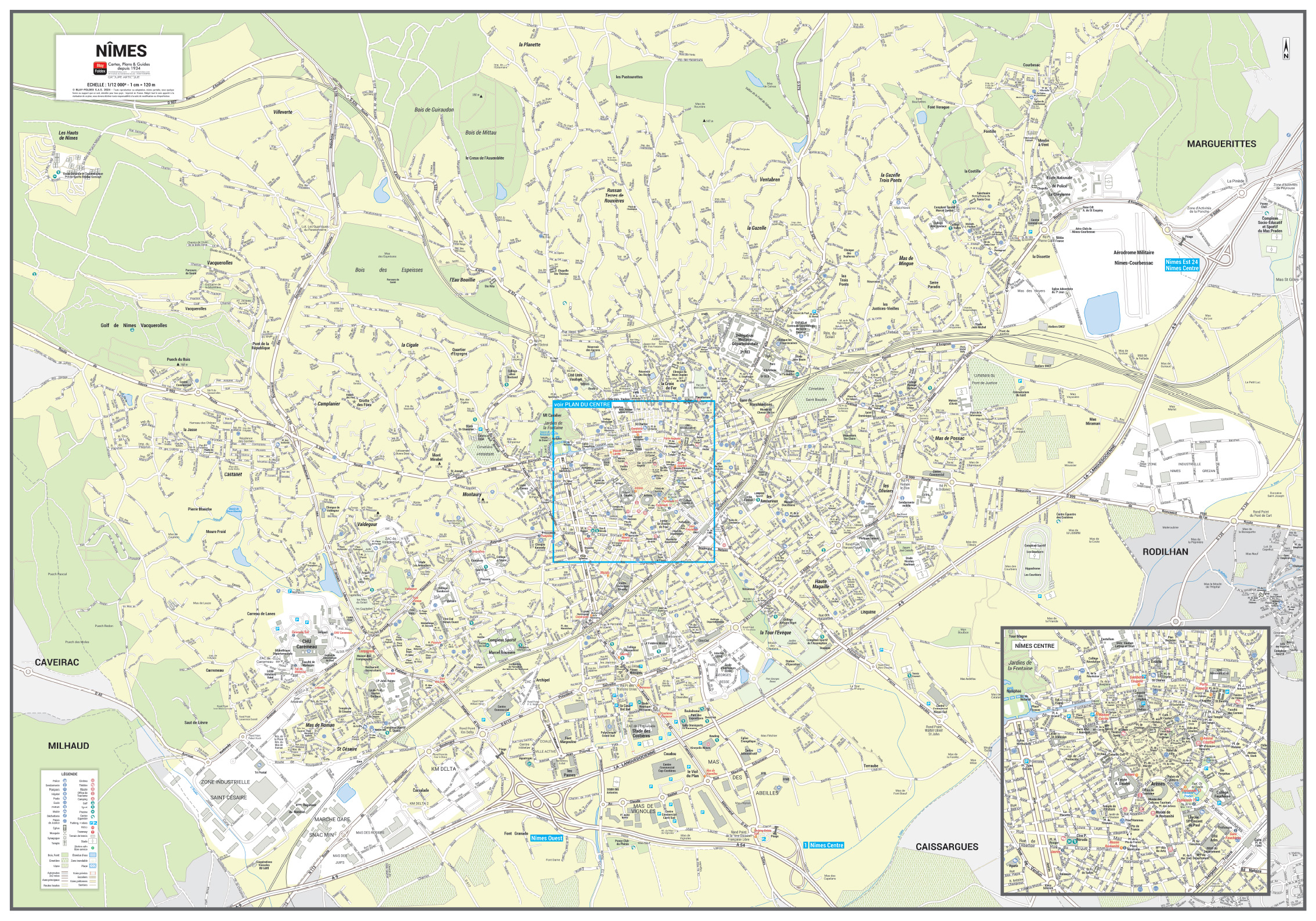 POSVILLENIMES Poster du plan de ville de Nîmes