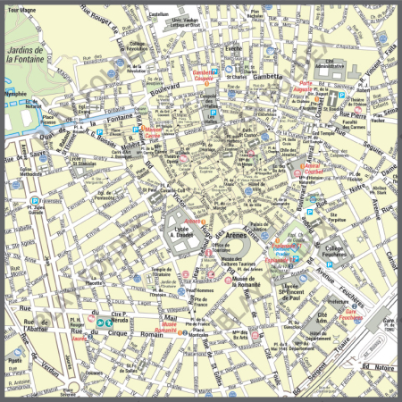Poster du plan de ville de Nîmes