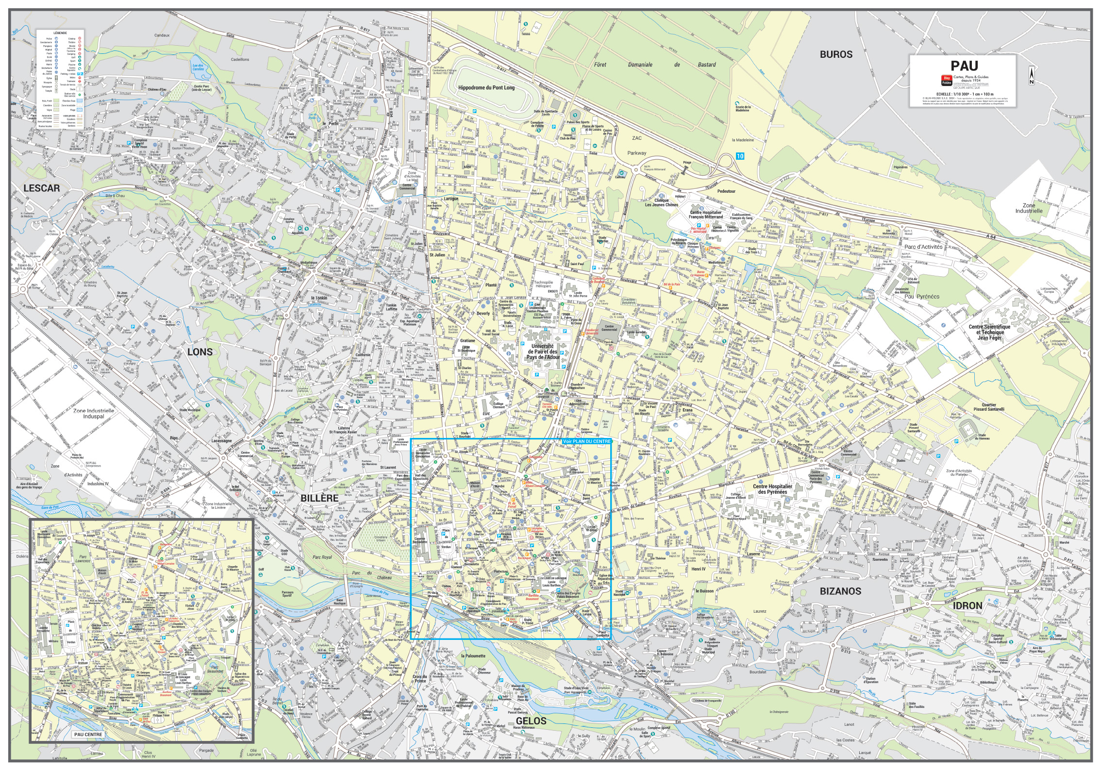 Poster du plan de ville de Pau