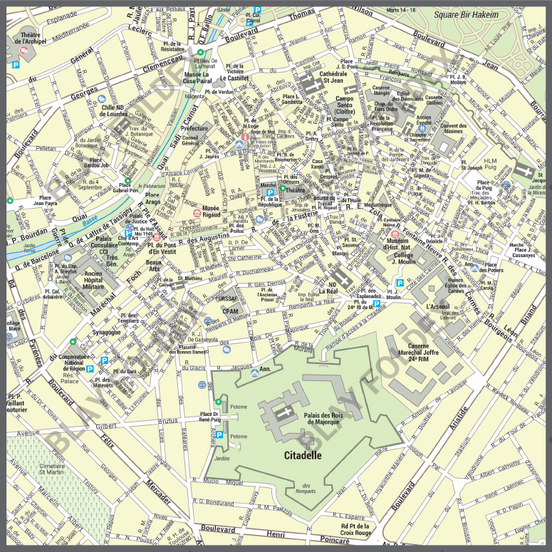 Poster du plan de ville de Perpignan