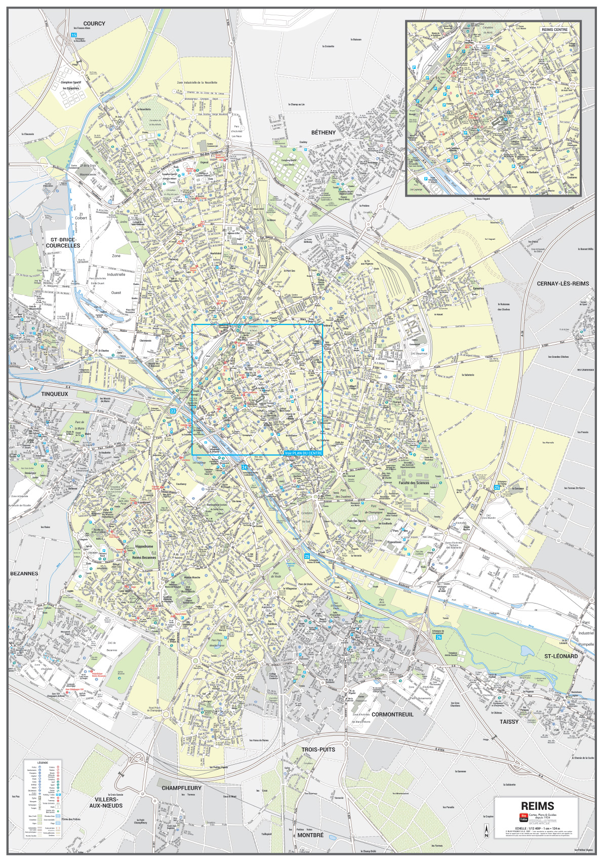 POSVILLEREIMS Poster du plan de ville de Reims