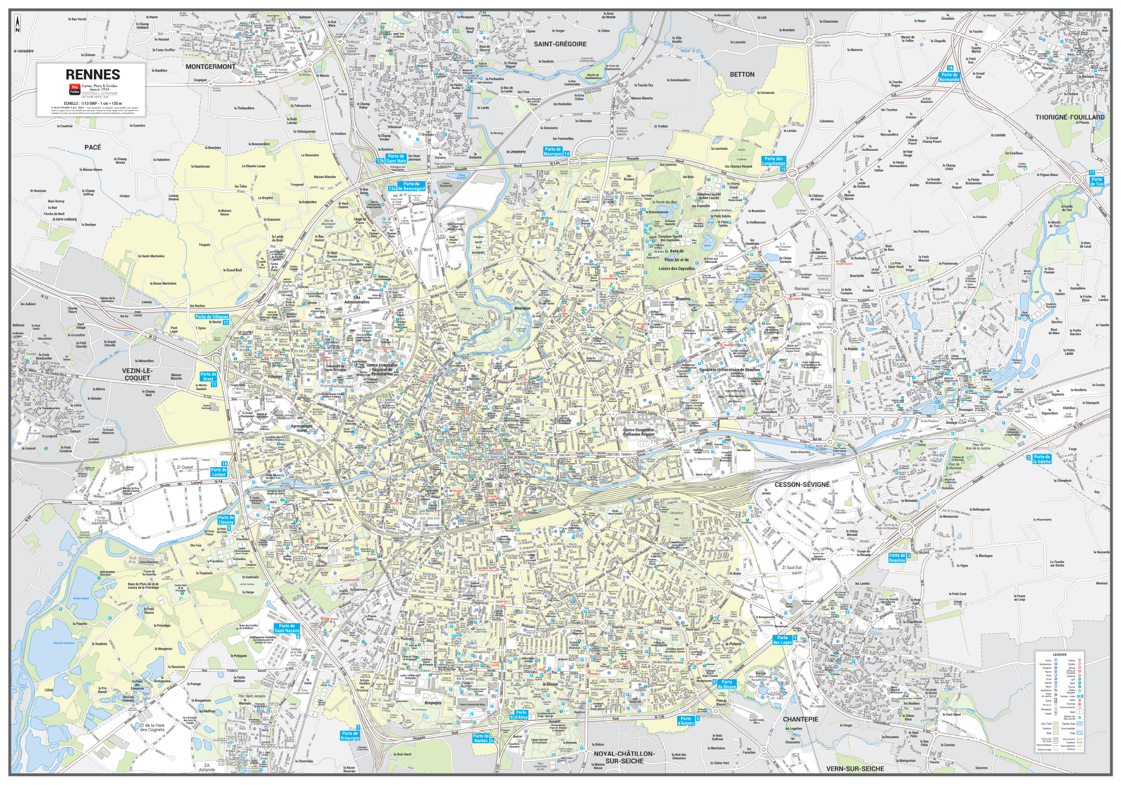 Poster du plan de ville de Rennes