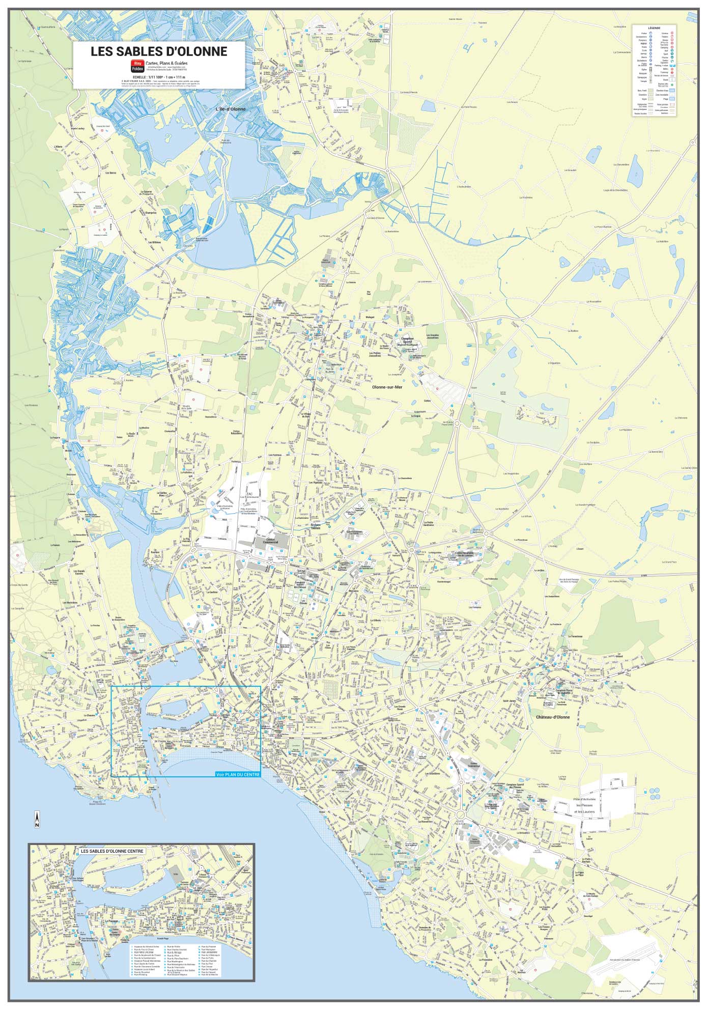POSVILLESABLESDOLONNE Poster du plan de ville des Sables-d'Olonne
