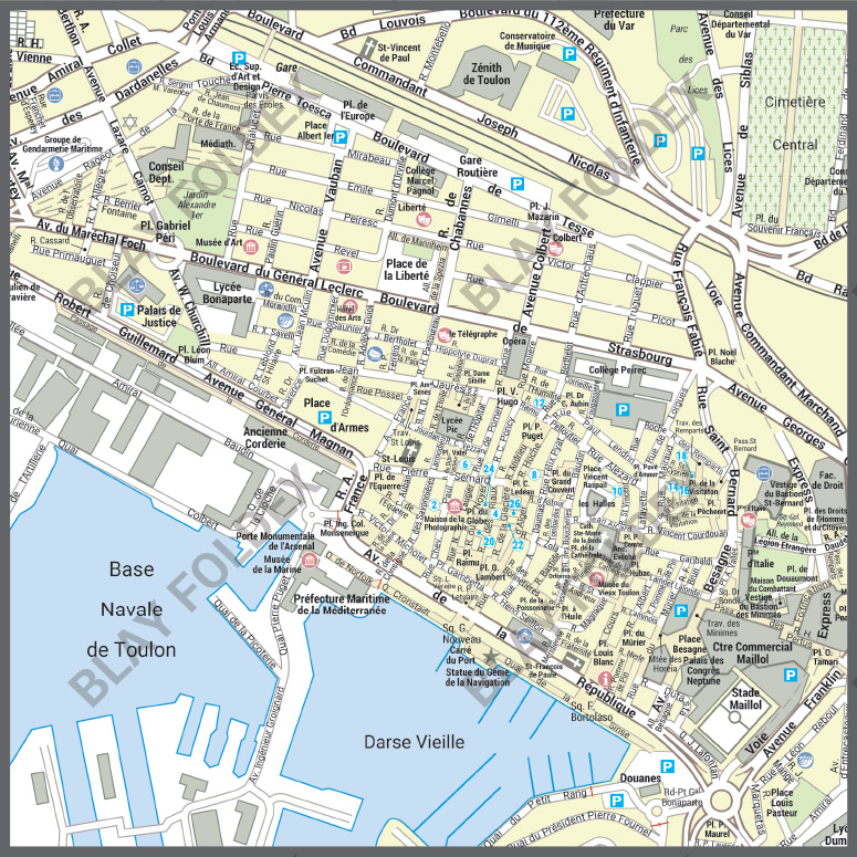 Poster du plan de ville de Toulon