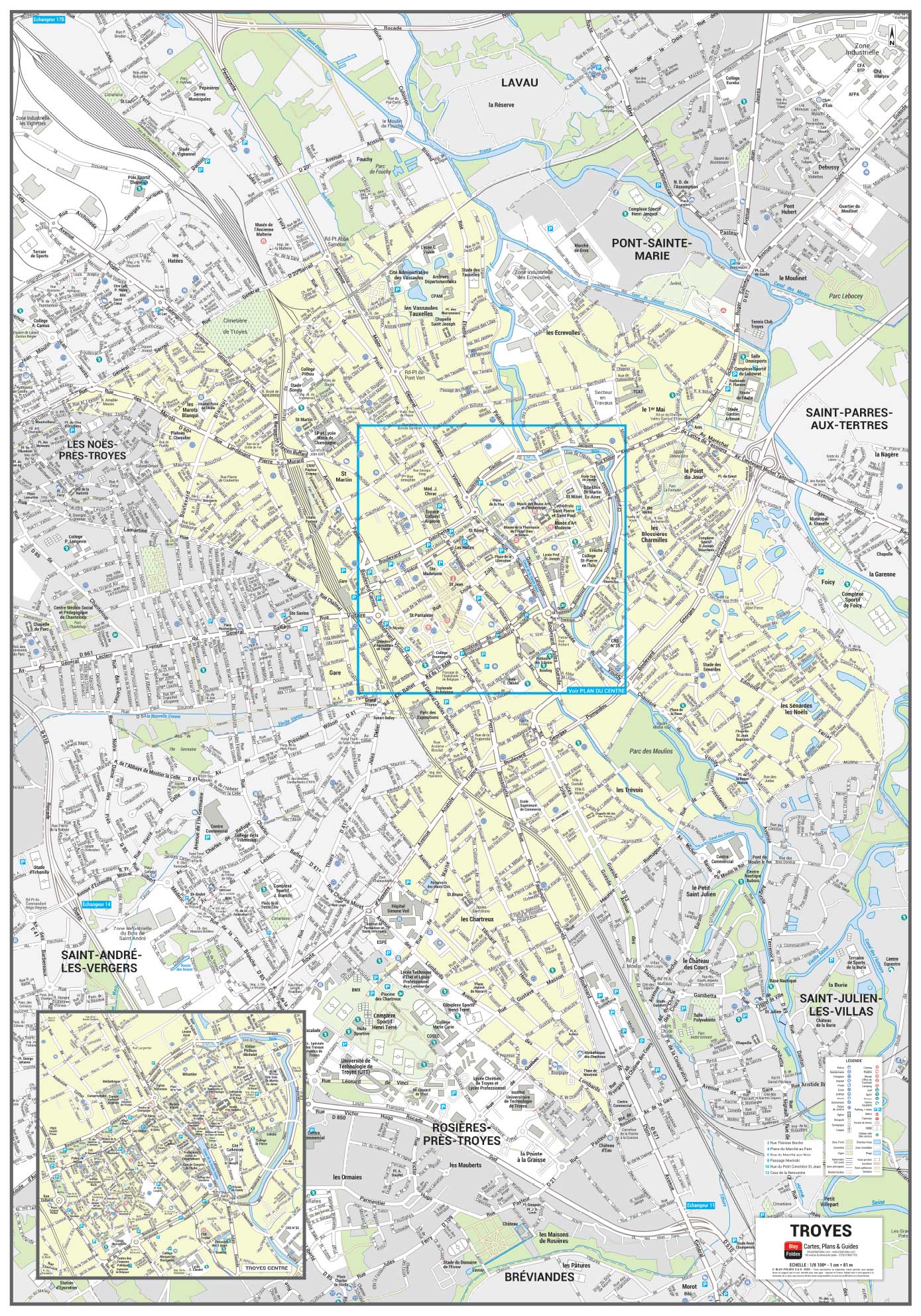 POSVILLETROYES Poster du plan de ville de Troyes