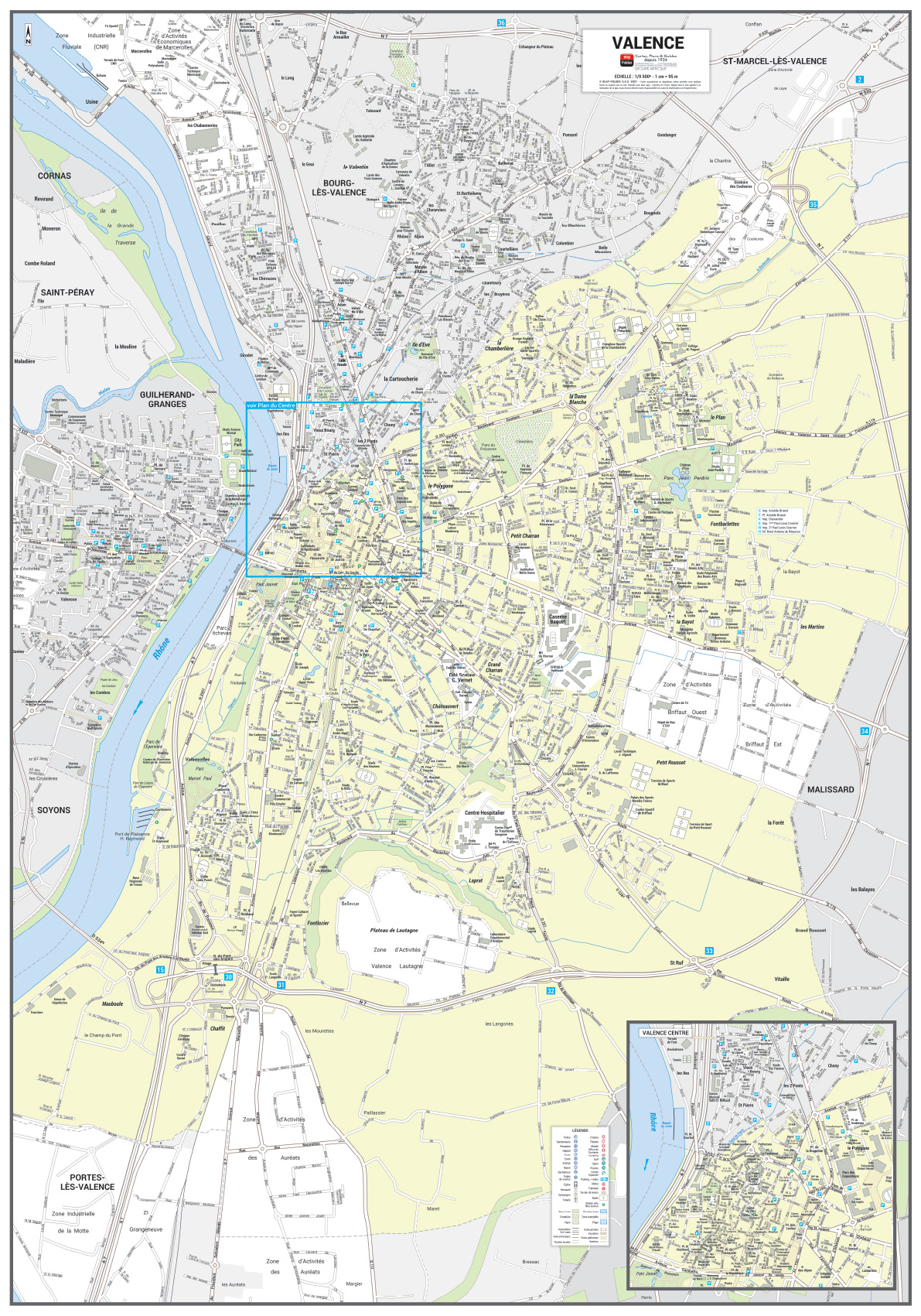 POSVILLEVALENCE Poster du plan de ville de Valence