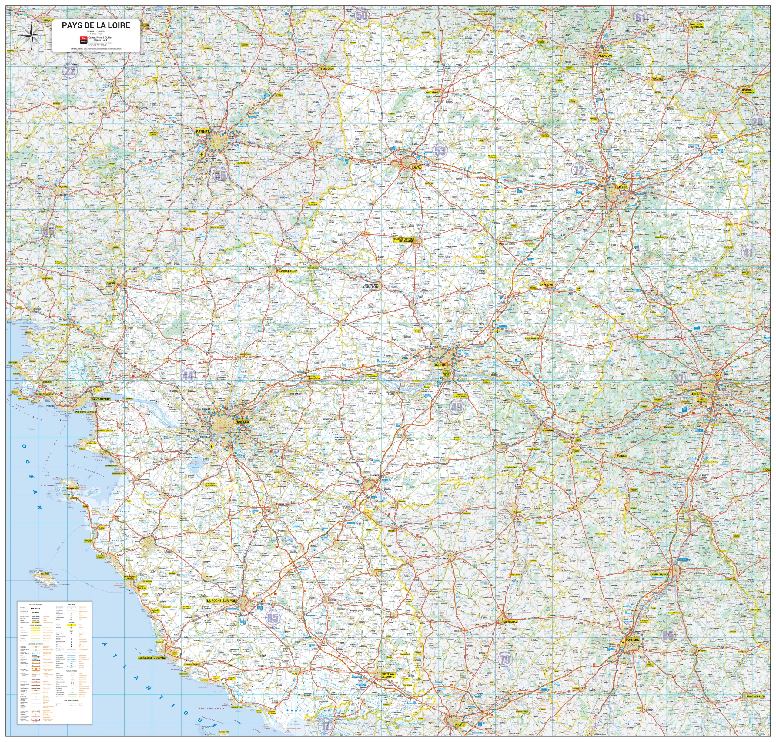 Poster de la carte routière de la région Pays-de-la-Loire