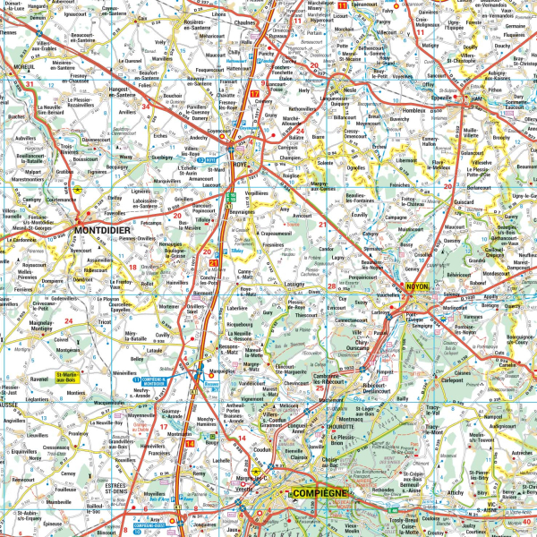 Poster de la carte routière de la région Picardie