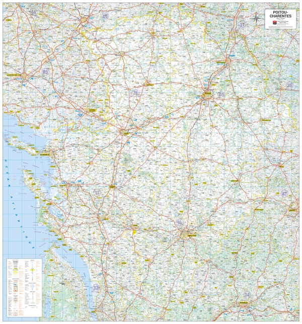 Poster de la carte routière de la région Poitou-Charentes