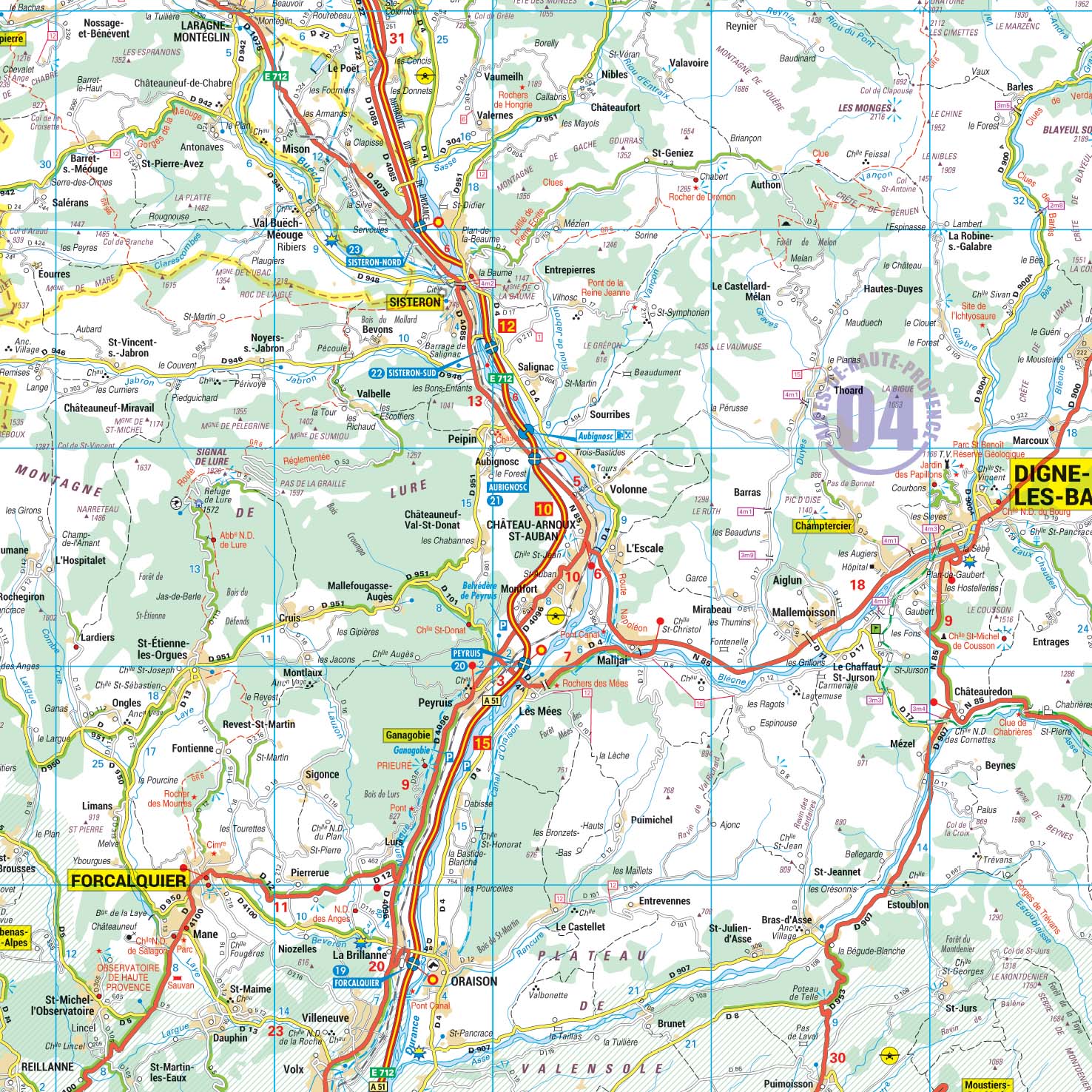 Provence-Alpes-Cote-dAzur_detail Poster de la carte routière de la région Provence-Alpes-Côte-d'Azur