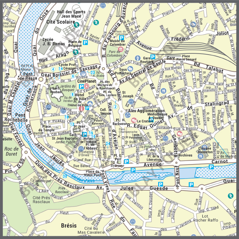 Poster du plan de ville d'Alès