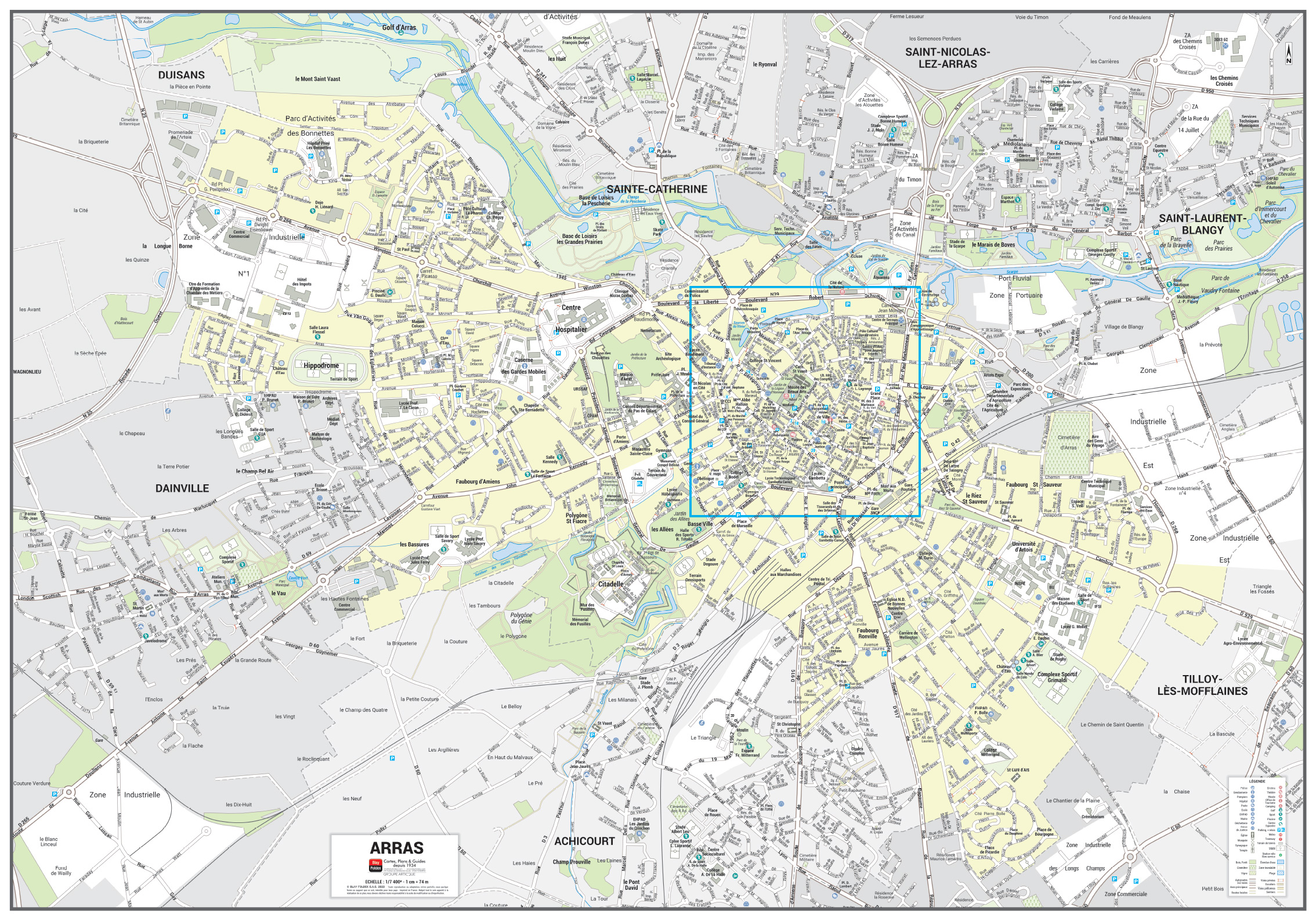 POSVILLEARRAS Poster du plan de ville d'Arras