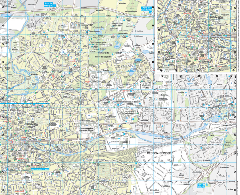 Plan de ville de Rennes plan pocket, Ille-et-Vilaine - atelier Blay Foldex