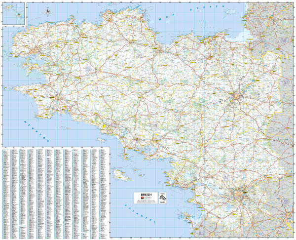 Carte de la Bretagne en langue bretonne