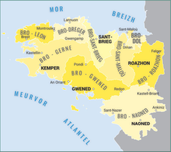 Carte de la Bretagne en langue bretonne