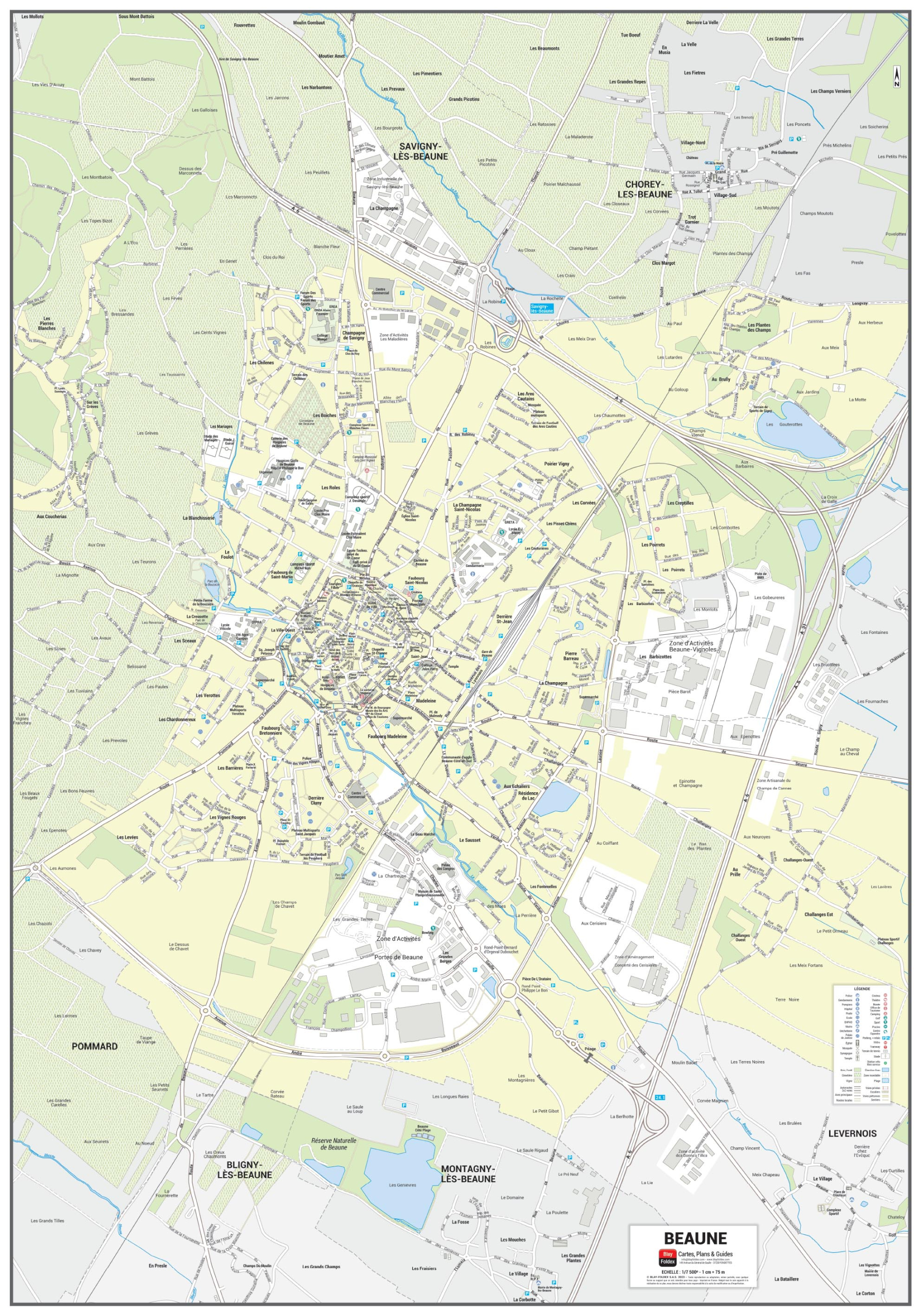 Poster du plan de ville de Beaune