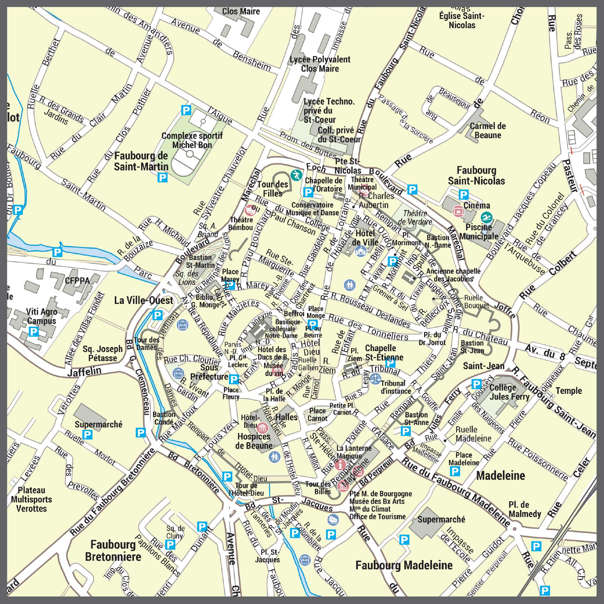 Poster du plan de ville de Beaune