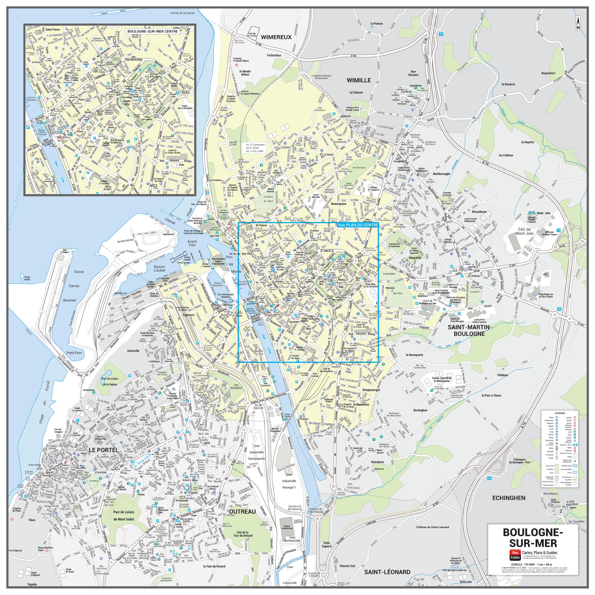 Poster du plan de ville de Boulogne-sur-Mer