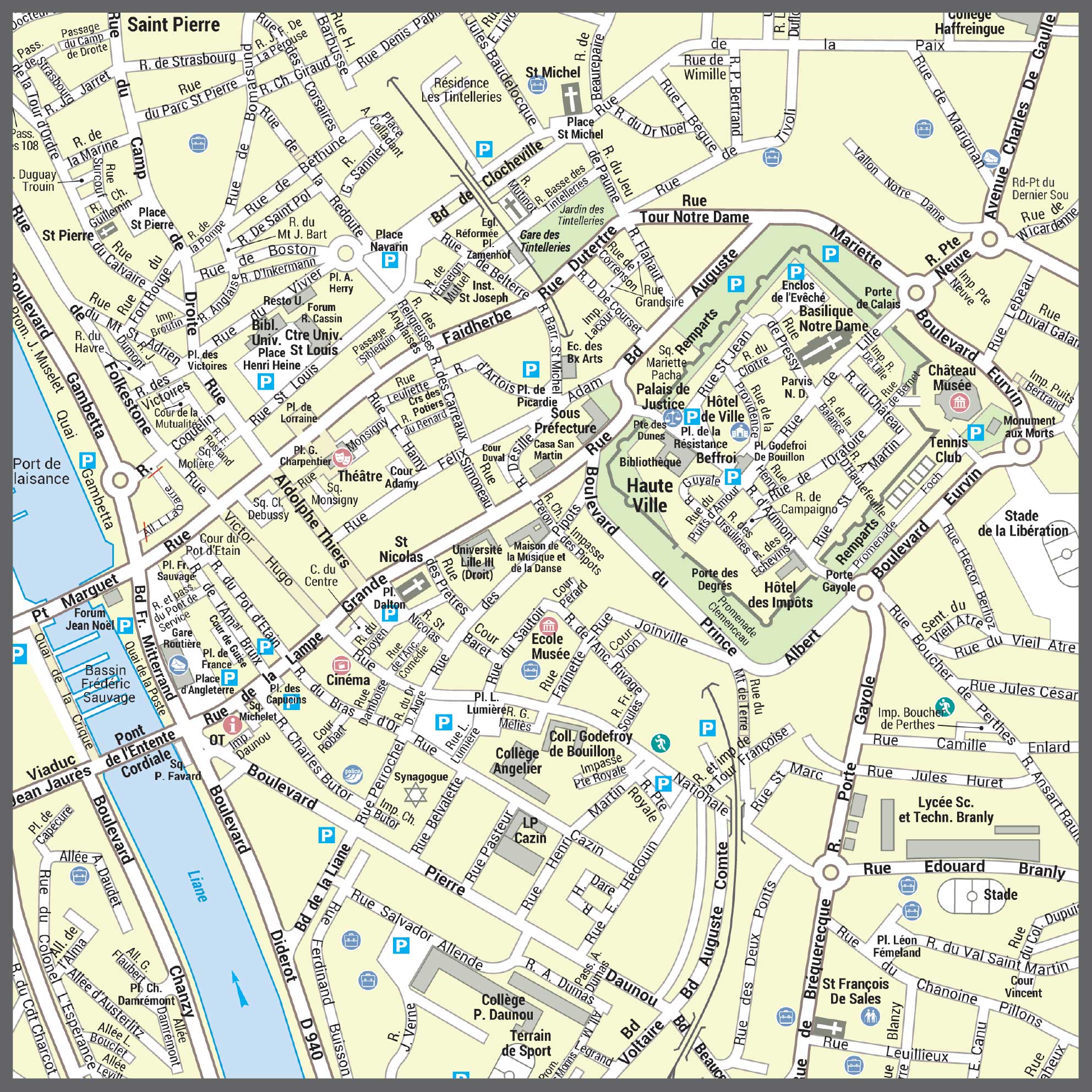 Poster du plan de ville de Boulogne-sur-Mer