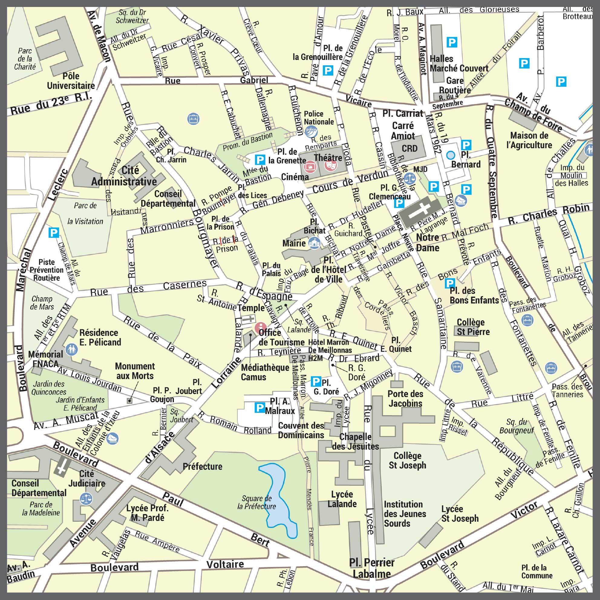 Poster du plan de ville de Bourg-en-Bresse