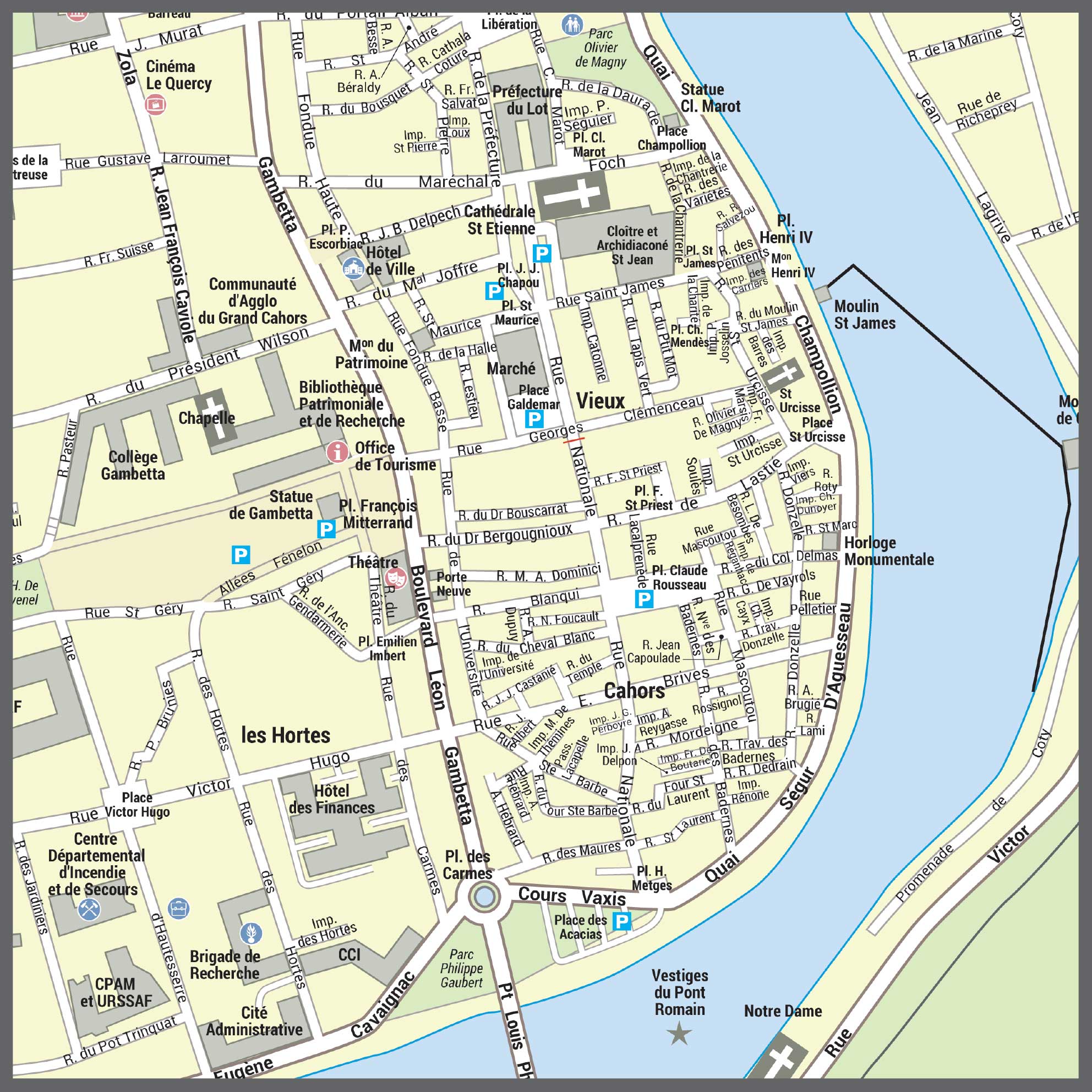 Poster du plan de ville de Cahors