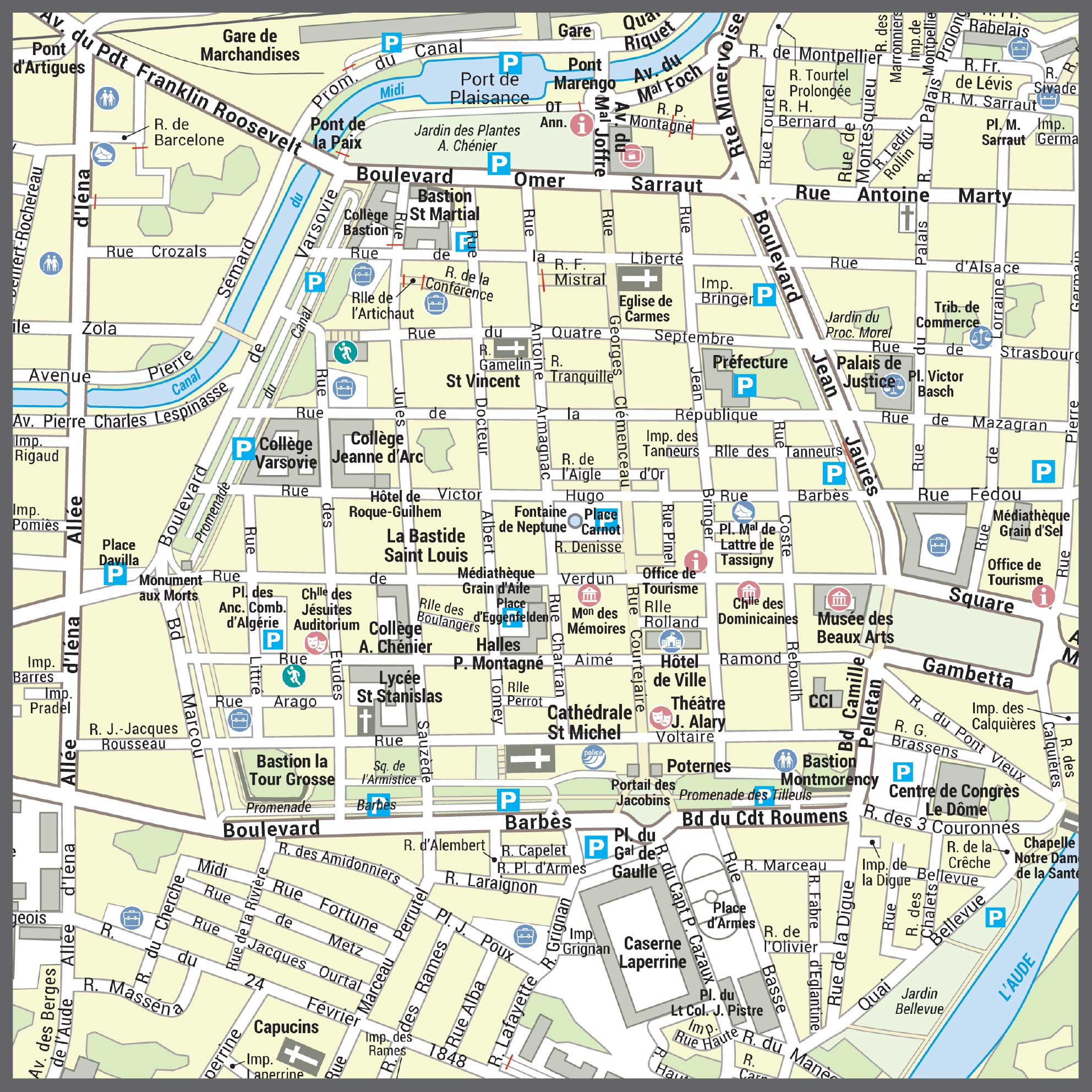 Poster du plan de ville de Carcassonne