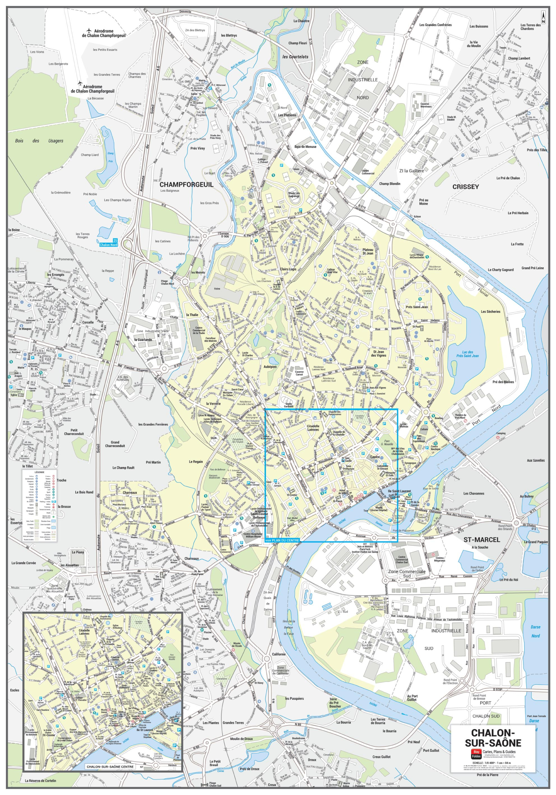 POSVILLECHALONSURSAONE Poster du plan de ville de Chalon-sur-Saône