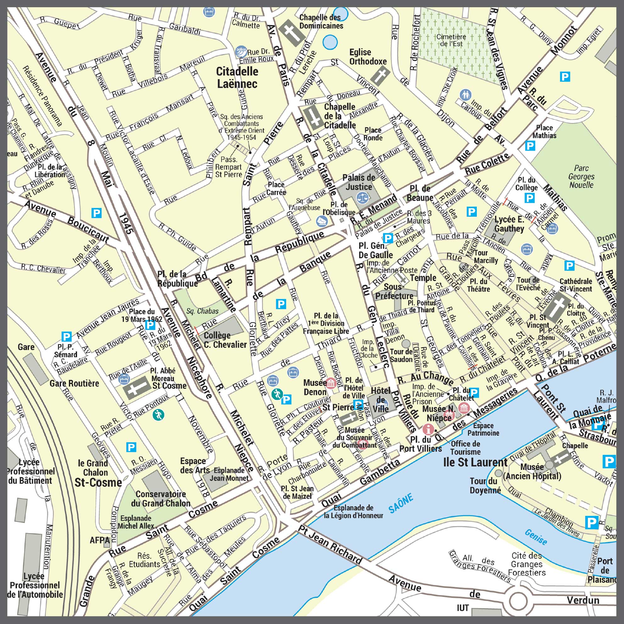 POSVILLECHALONSURSAONE_CV Poster du plan de ville de Chalon-sur-Saône