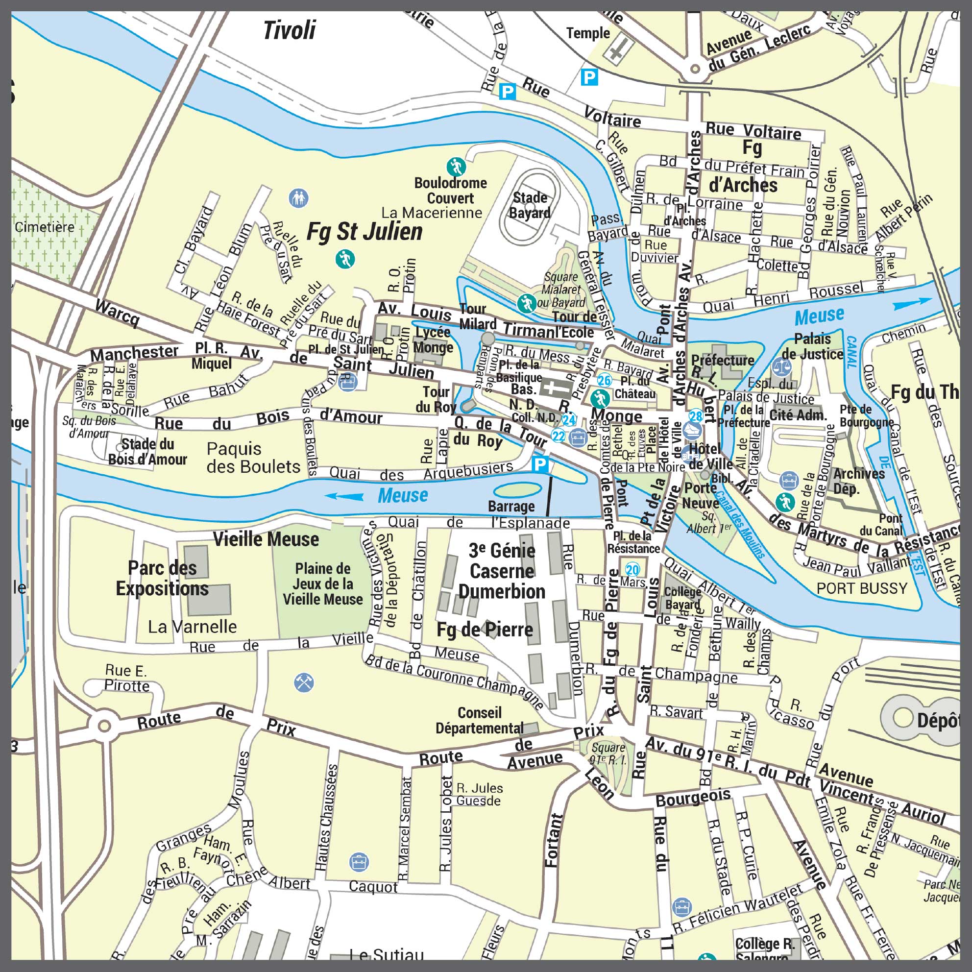 Poster du plan de ville de Charleville-Mézières