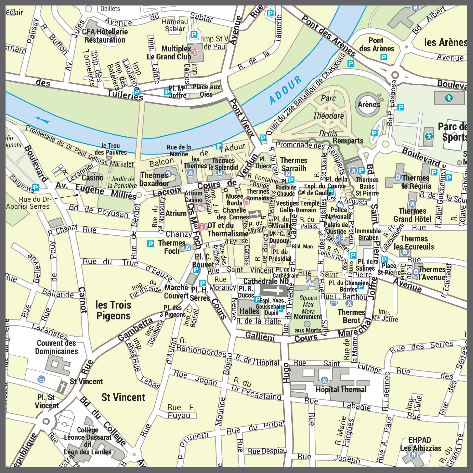 Poster du plan de ville de Dax